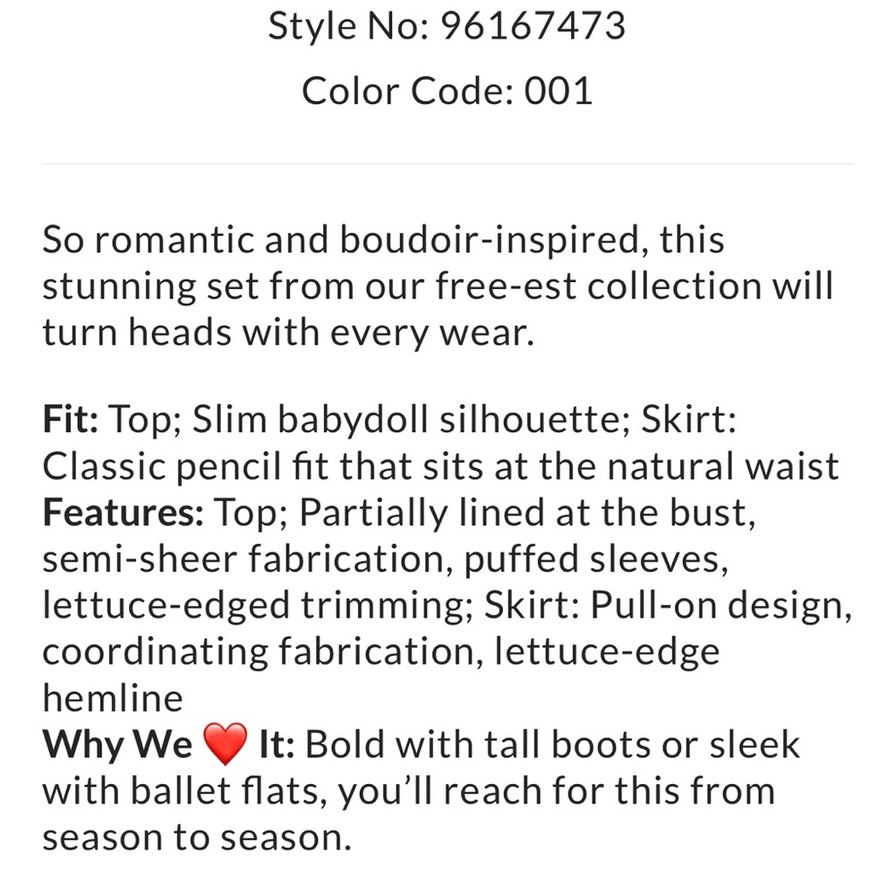 🔥NWTS-$100 Stunning SET! FREE PEOPLE Avida Top & Skirt Boudoir Inspired Black XL - Picture 8 of 8